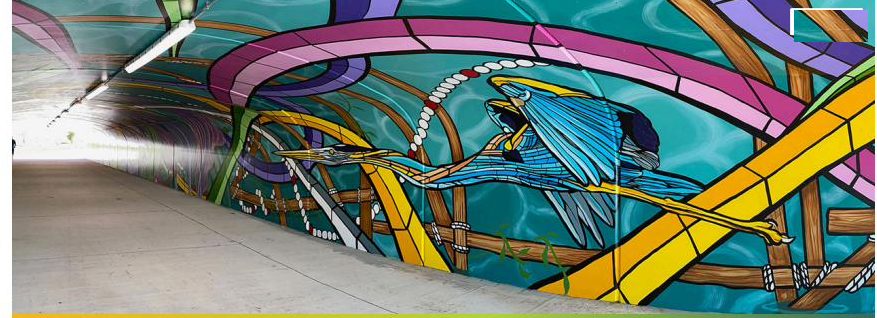 Birds of Passage mural inside a Calesa Township pedestrian tunnel